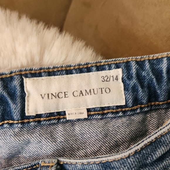 Vince Camuto Blue Distressed Jeans with Maroon Details-Size 14 - Picture 4 of 5